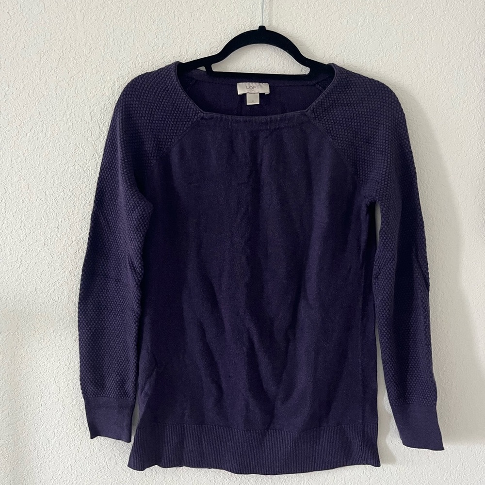 LOFT Women's Deep Purple Scoop Neck Sweater